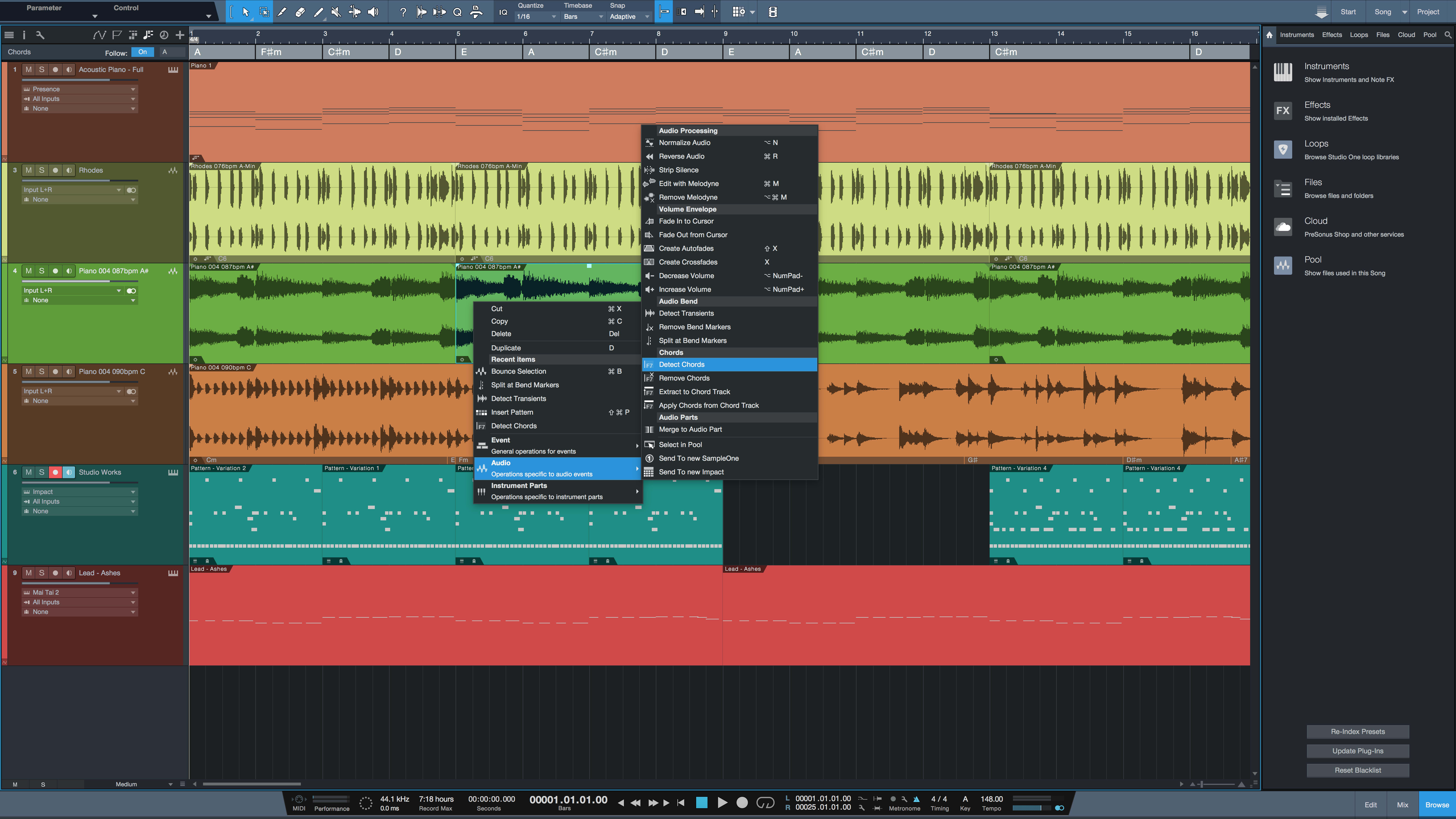 Studio One Detect Chords