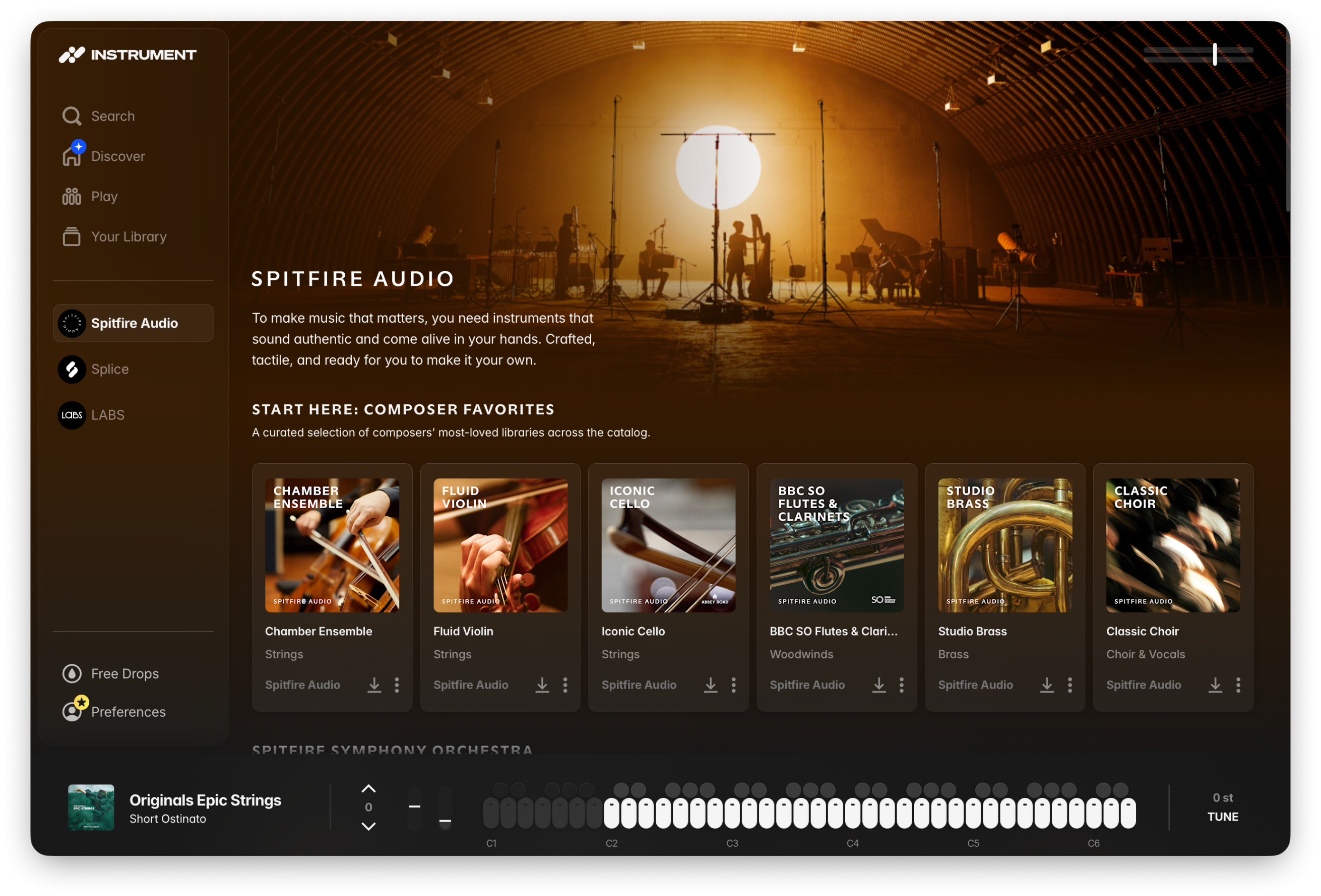 Home to emotive instruments from Spitfire Audio.
